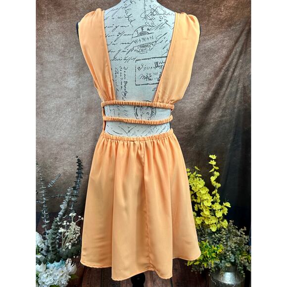 Semi Backless Sleeveless Gathered Waist Vero Moda Bonni Catch Mini Dress OrangeM - Picture 13 of 16